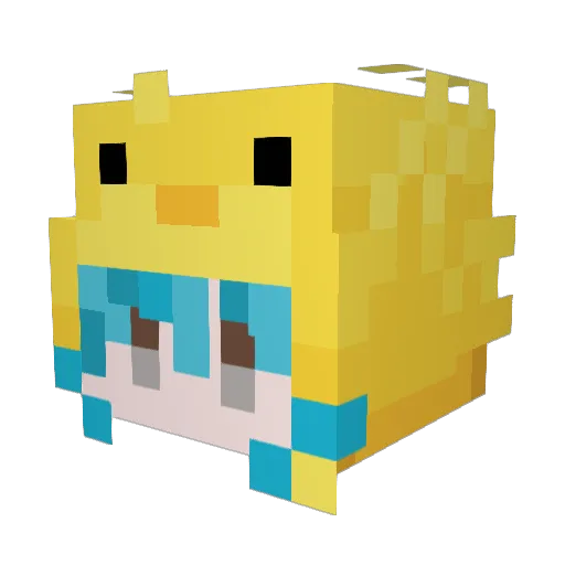 XXPoPo Minecraft avatar head, 3D render