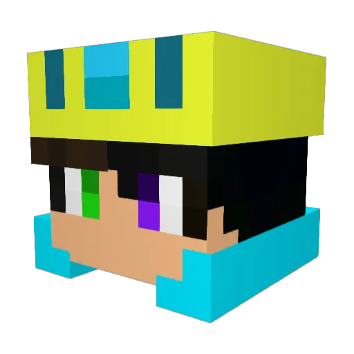 YT_Forever Minecraft avatar head, 3D render