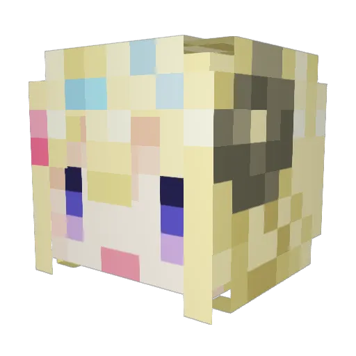 YUNl_ Minecraft avatar head, 3D render