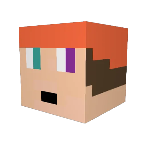 YV1304 Minecraft avatar head, 3D render
