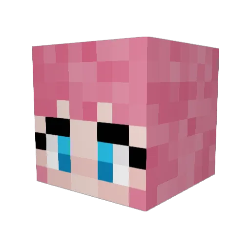 Yanana Minecraft avatar head, 3D render