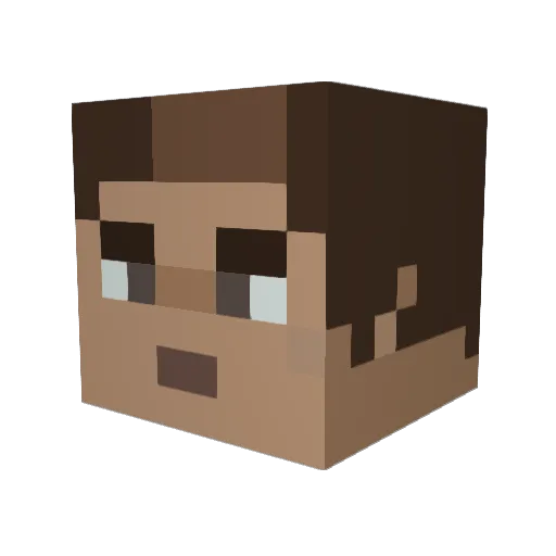 Yanndle Minecraft avatar head, 3D render