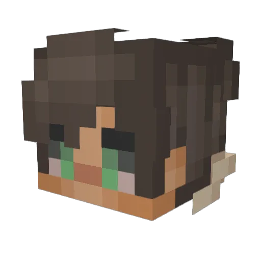 Yasaii Minecraft avatar head, 3D render
