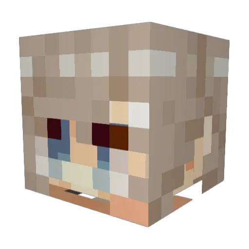 Yauzui Minecraft avatar head, 3D render