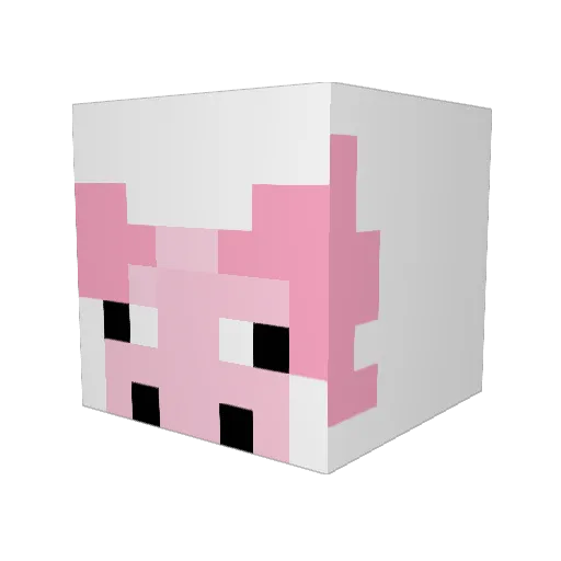 YeahAxolotl Minecraft avatar head, 3D render