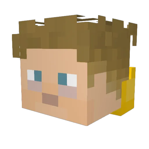 Yell0Fello Minecraft avatar head, 3D render