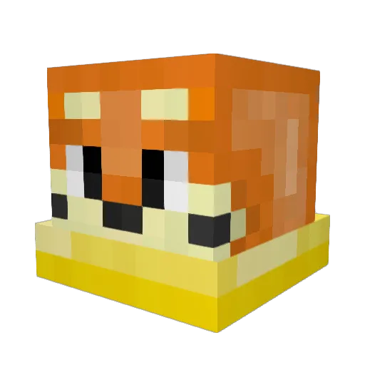 Yellly Minecraft avatar head, 3D render