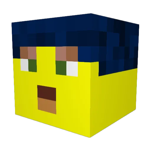YellowBossman Minecraft avatar head, 3D render