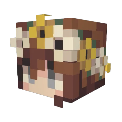 Yesterfae Minecraft avatar head, 3D render