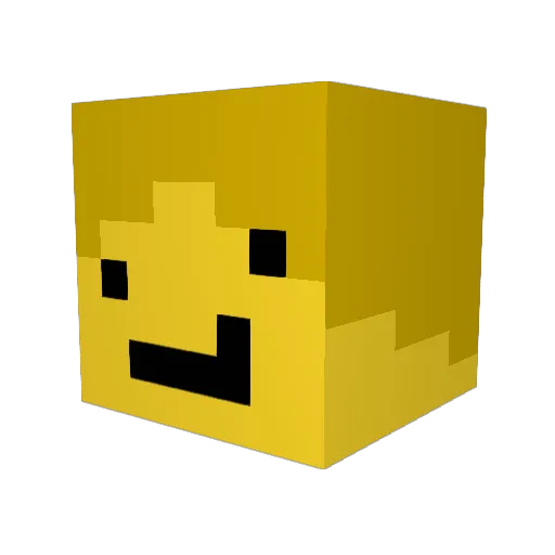 Yhellow Minecraft avatar head, 3D render