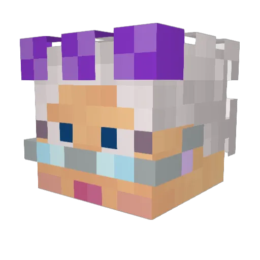 YoungGranny Minecraft avatar head, 3D render