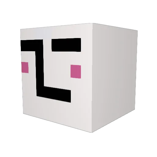 YuNoDang Minecraft avatar head, 3D render