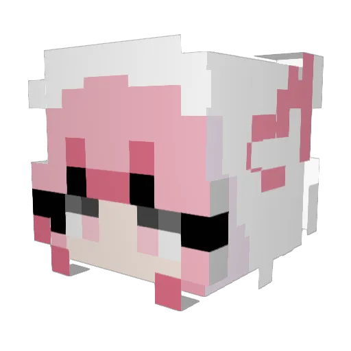 Yu_uuki Minecraft avatar head, 3D render