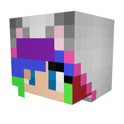 Yuashu Minecraft avatar head, 3D render