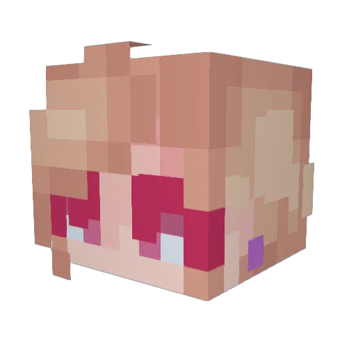 Yuidere Minecraft avatar head, 3D render