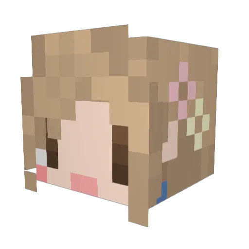 Yuiwasu Minecraft avatar head, 3D render