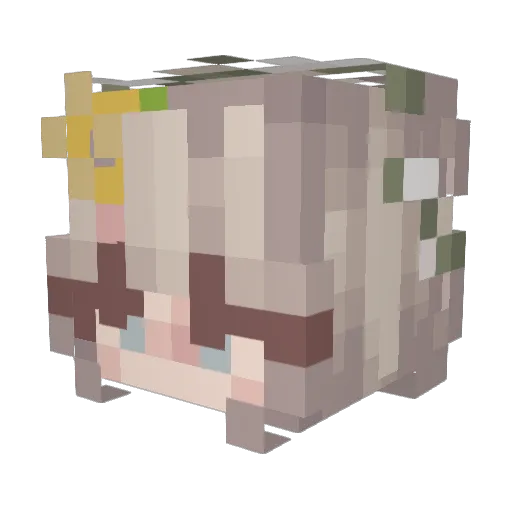 YunoMikasa Minecraft avatar head, 3D render