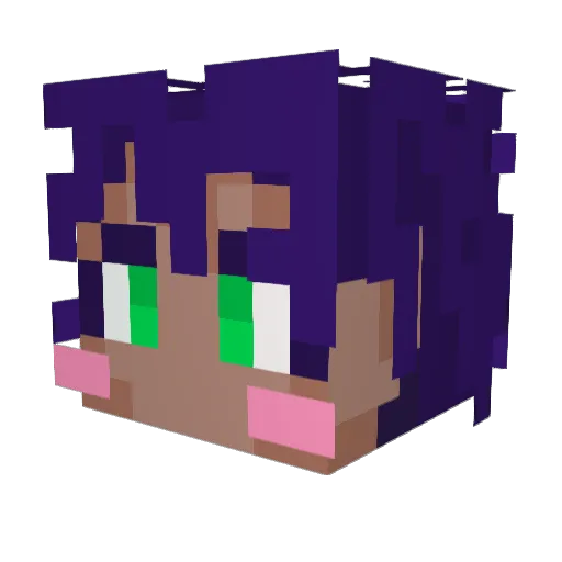 YunoNull Minecraft avatar head, 3D render