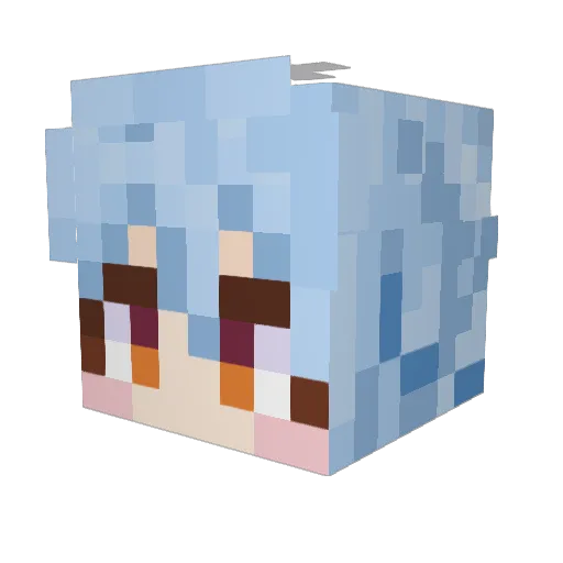 YuukiTa Minecraft avatar head, 3D render
