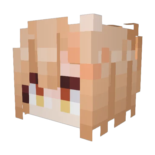 Yuuyuuneko Minecraft avatar head, 3D render