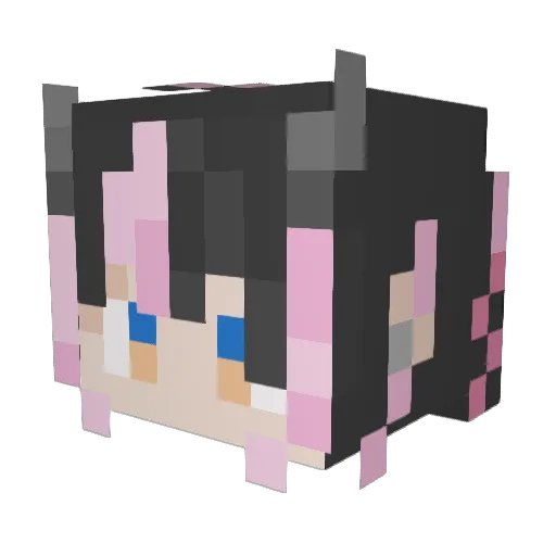 Yuyu_san Minecraft avatar head, 3D render