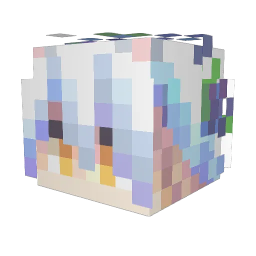 Yuzuril Minecraft avatar head, 3D render