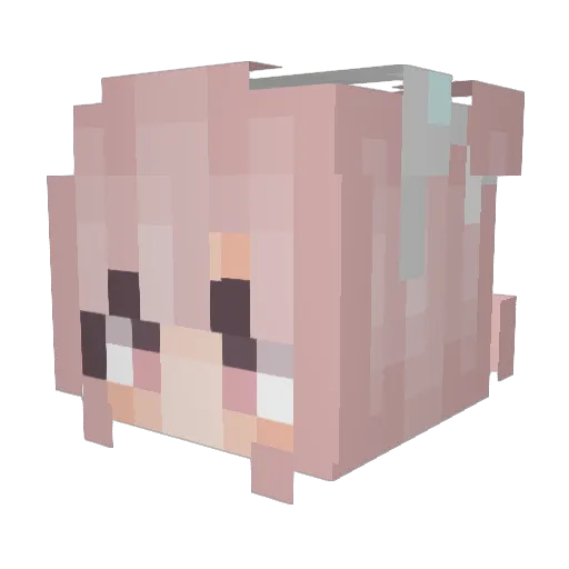 Ywnneko Minecraft avatar head, 3D render