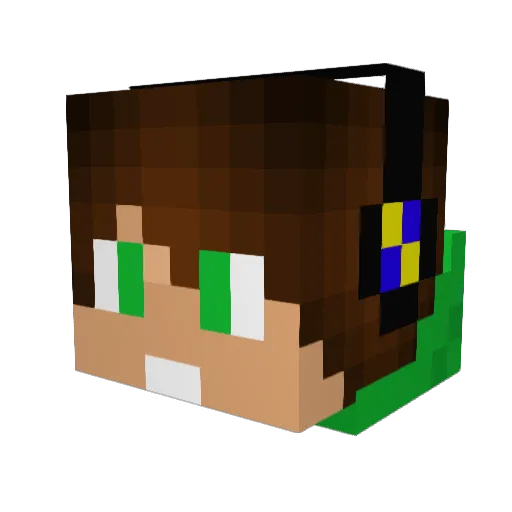 ZaPopu Minecraft avatar head, 3D render