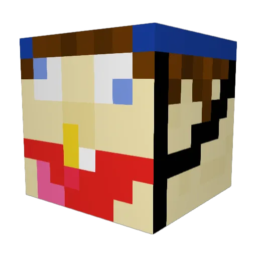 Zabxza Minecraft avatar head, 3D render