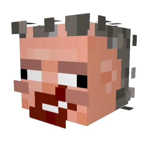 Zackydout Minecraft avatar head, 3D render