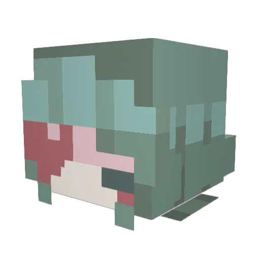 Zamrood Minecraft avatar head, 3D render