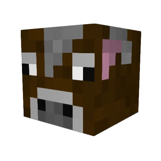 ZebraTheCow Minecraft avatar head, 3D render