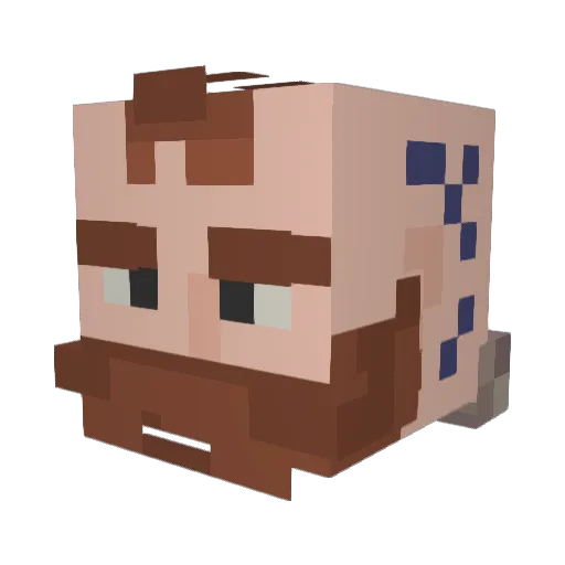 Zerched Minecraft avatar head, 3D render