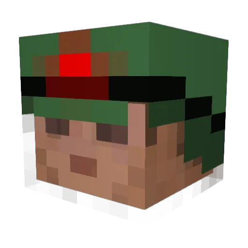 Zergminer Minecraft avatar head, 3D render