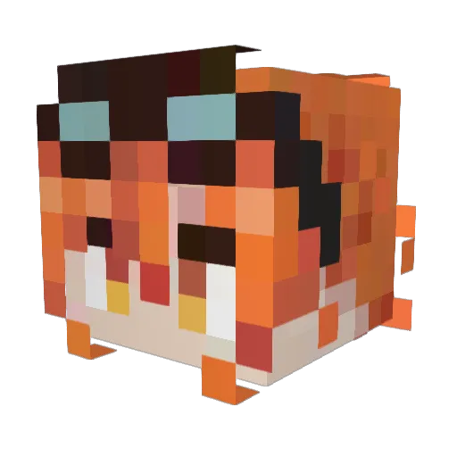 Ziinji Minecraft avatar head, 3D render