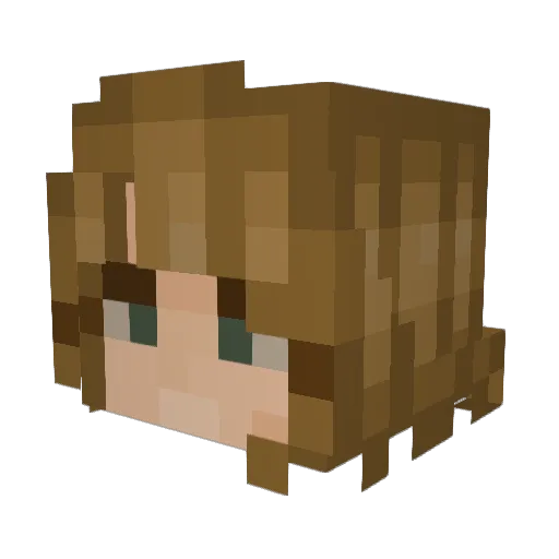 Zinnya Minecraft avatar head, 3D render