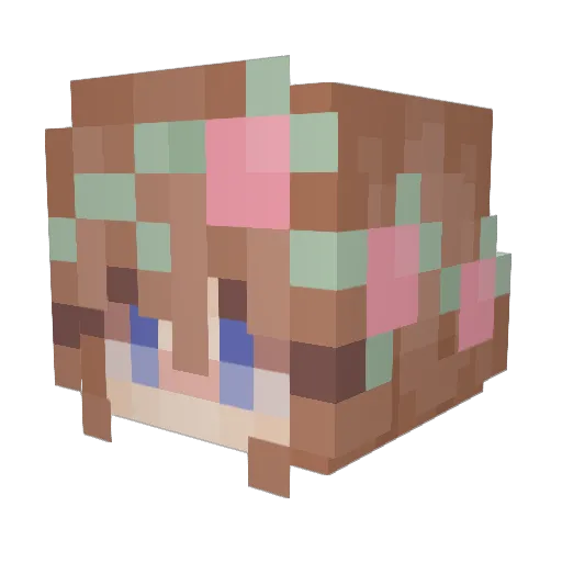 Zoeoie Minecraft avatar head, 3D render