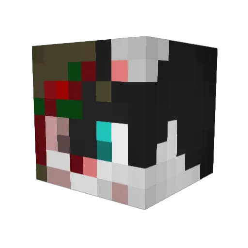 ZombCatMan Minecraft avatar head, 3D render