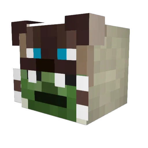 ZombiKitti Minecraft avatar head, 3D render