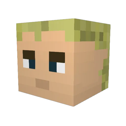 ZombieAdversity Minecraft avatar head, 3D render