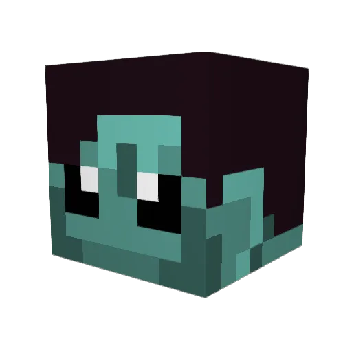 Zombienator Minecraft avatar head, 3D render