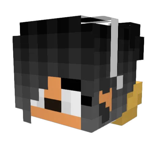 _Apie Minecraft avatar head, 3D render