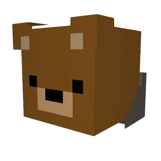 _B34R Minecraft avatar head, 3D render