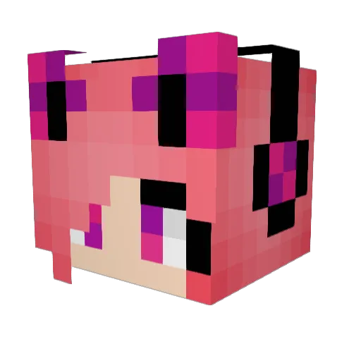 _CheshireCat_ Minecraft avatar head, 3D render