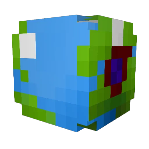 _Earth Minecraft avatar head, 3D render