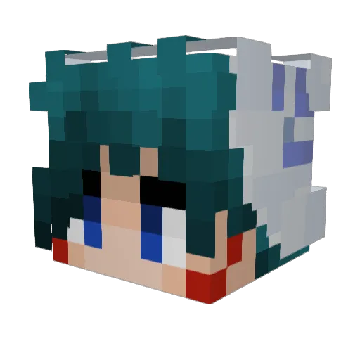 _G1ue Minecraft avatar head, 3D render