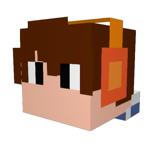 _Hibiki Minecraft avatar head, 3D render
