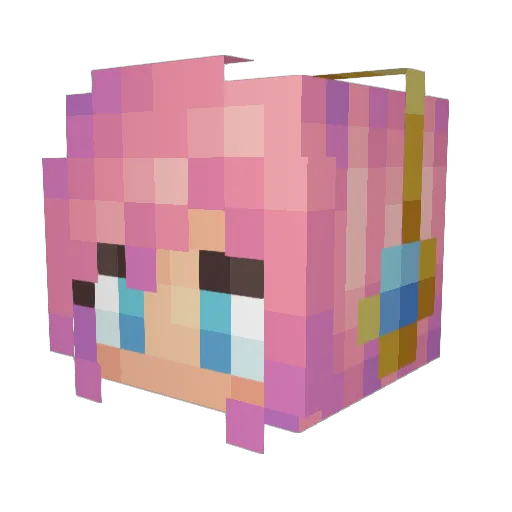_Luka_Megurine_ Minecraft avatar head, 3D render