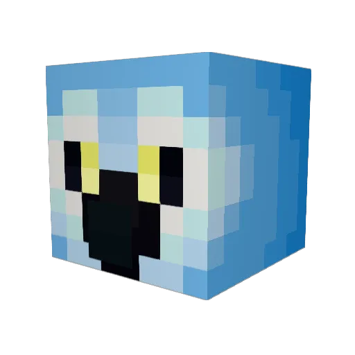 _Macaw_ Minecraft avatar head, 3D render