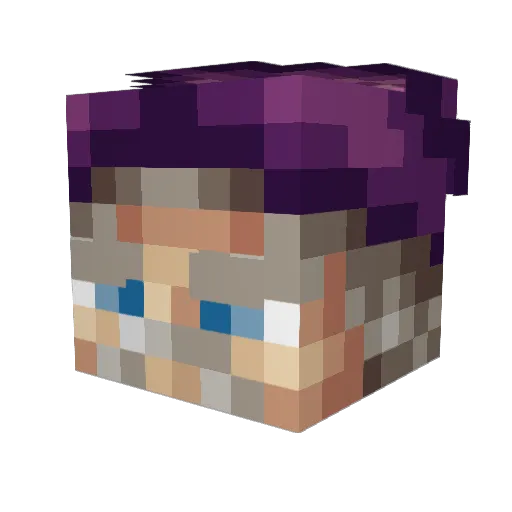 _Wizard Minecraft avatar head, 3D render